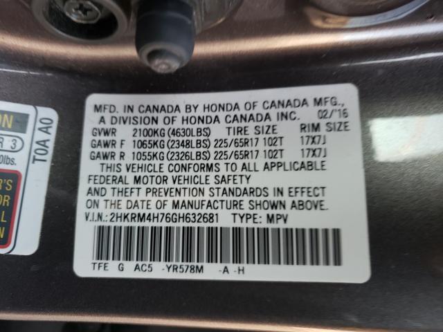 Photo 9 VIN: 2HKRM4H76GH632681 - HONDA CR-V EXL 