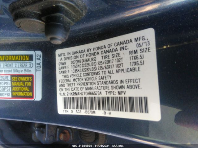 Photo 8 VIN: 2HKRM4H77DH665734 - HONDA CR-V 