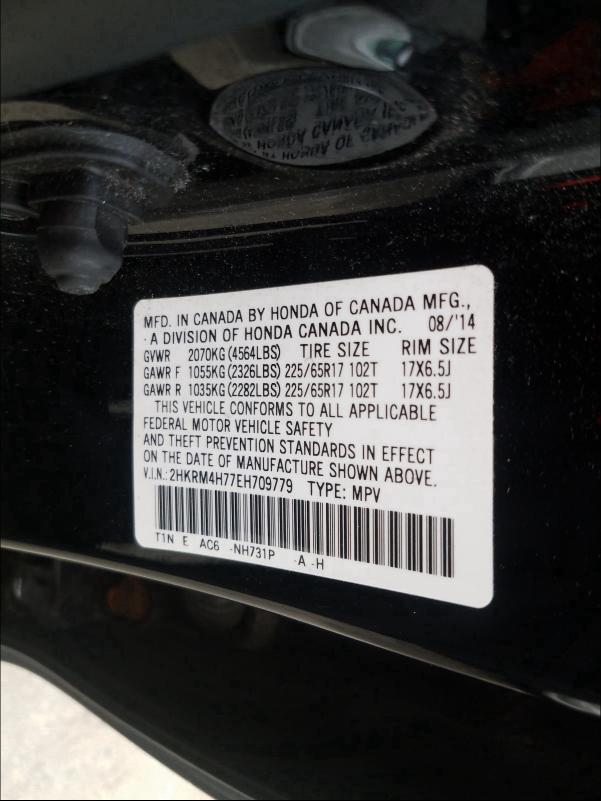 Photo 9 VIN: 2HKRM4H77EH709779 - HONDA CR-V 