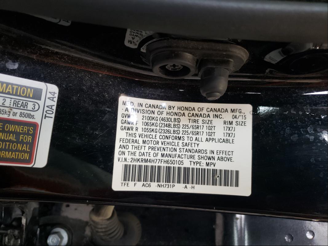 Photo 9 VIN: 2HKRM4H77FH650105 - HONDA CR-V EXL 