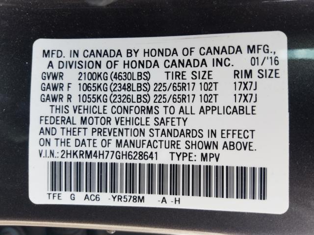 Photo 9 VIN: 2HKRM4H77GH628641 - HONDA CR-V 