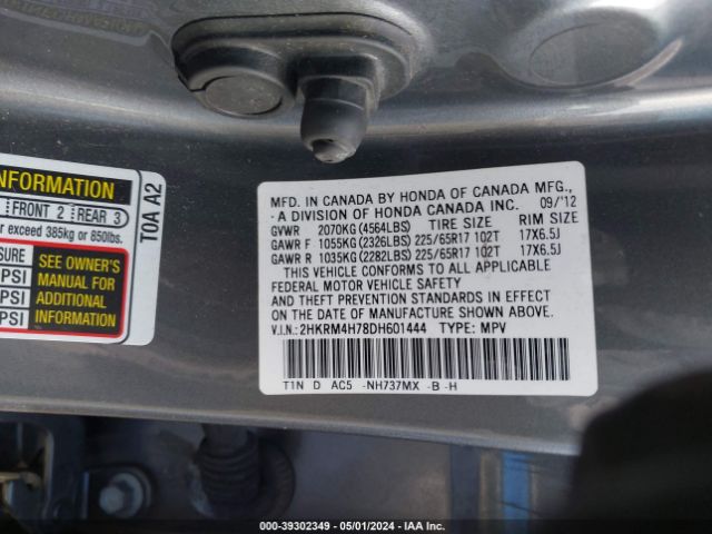 Photo 8 VIN: 2HKRM4H78DH601444 - HONDA CR-V 