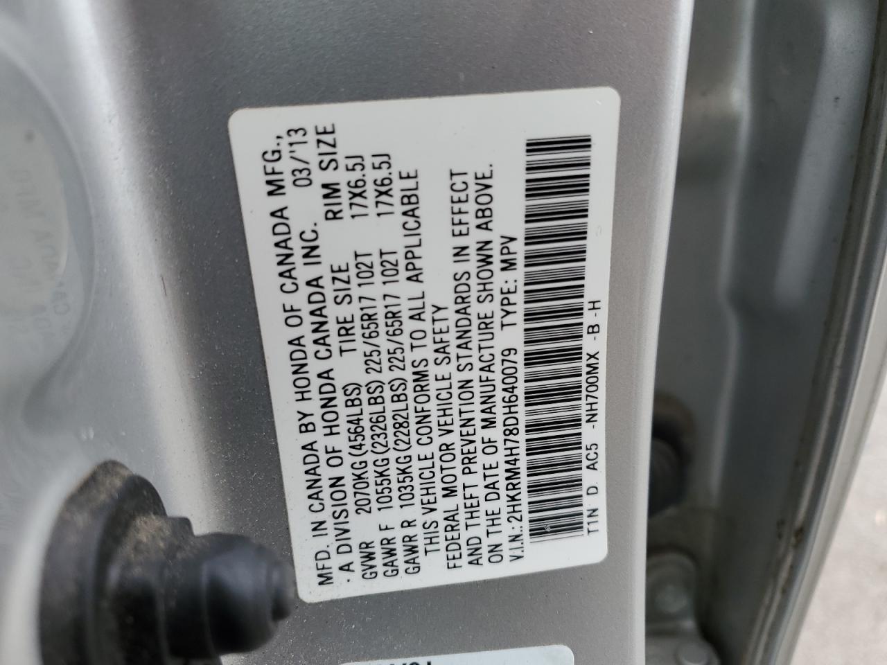 Photo 12 VIN: 2HKRM4H78DH640079 - HONDA CR-V 