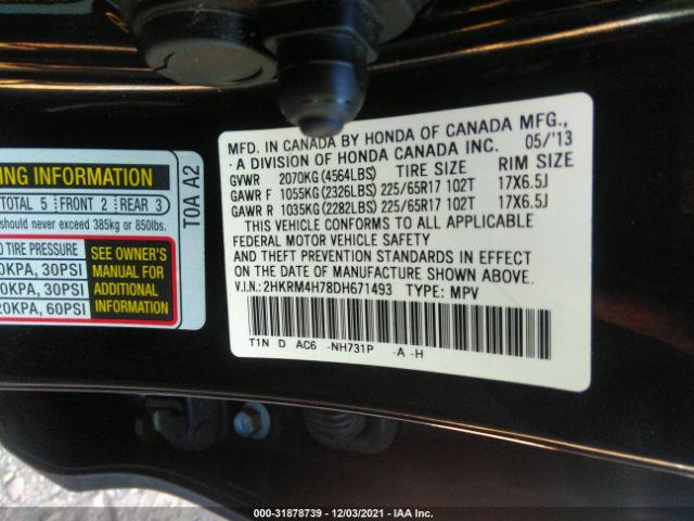 Photo 8 VIN: 2HKRM4H78DH671493 - HONDA CR-V 