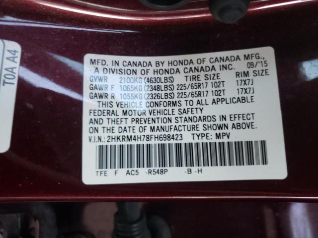 Photo 9 VIN: 2HKRM4H78FH698423 - HONDA CR-V EXL 