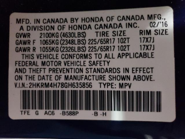 Photo 12 VIN: 2HKRM4H78GH635856 - HONDA CR-V EXL 