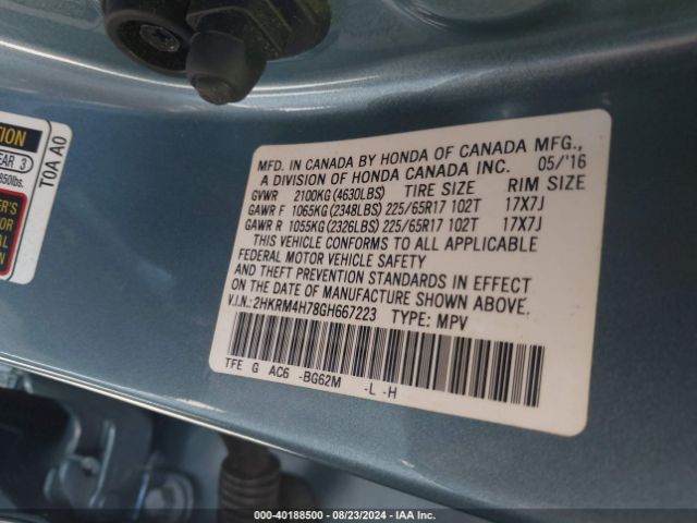 Photo 8 VIN: 2HKRM4H78GH667223 - HONDA CR-V 