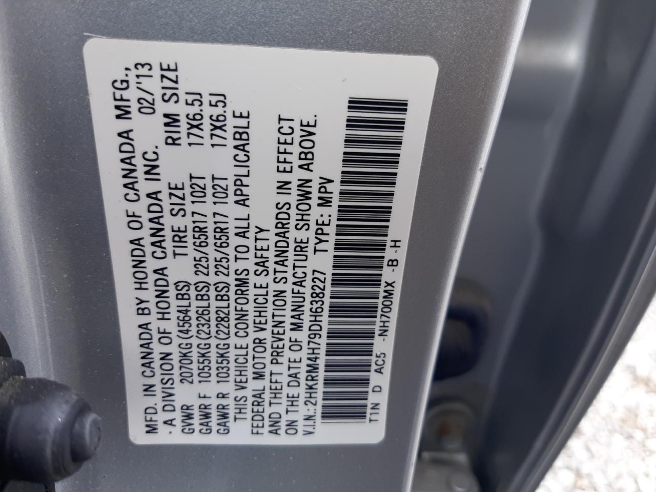 Photo 12 VIN: 2HKRM4H79DH638227 - HONDA CR-V 