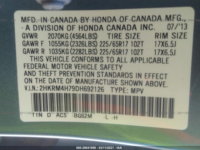 Photo 8 VIN: 2HKRM4H79DH692126 - HONDA CR-V 