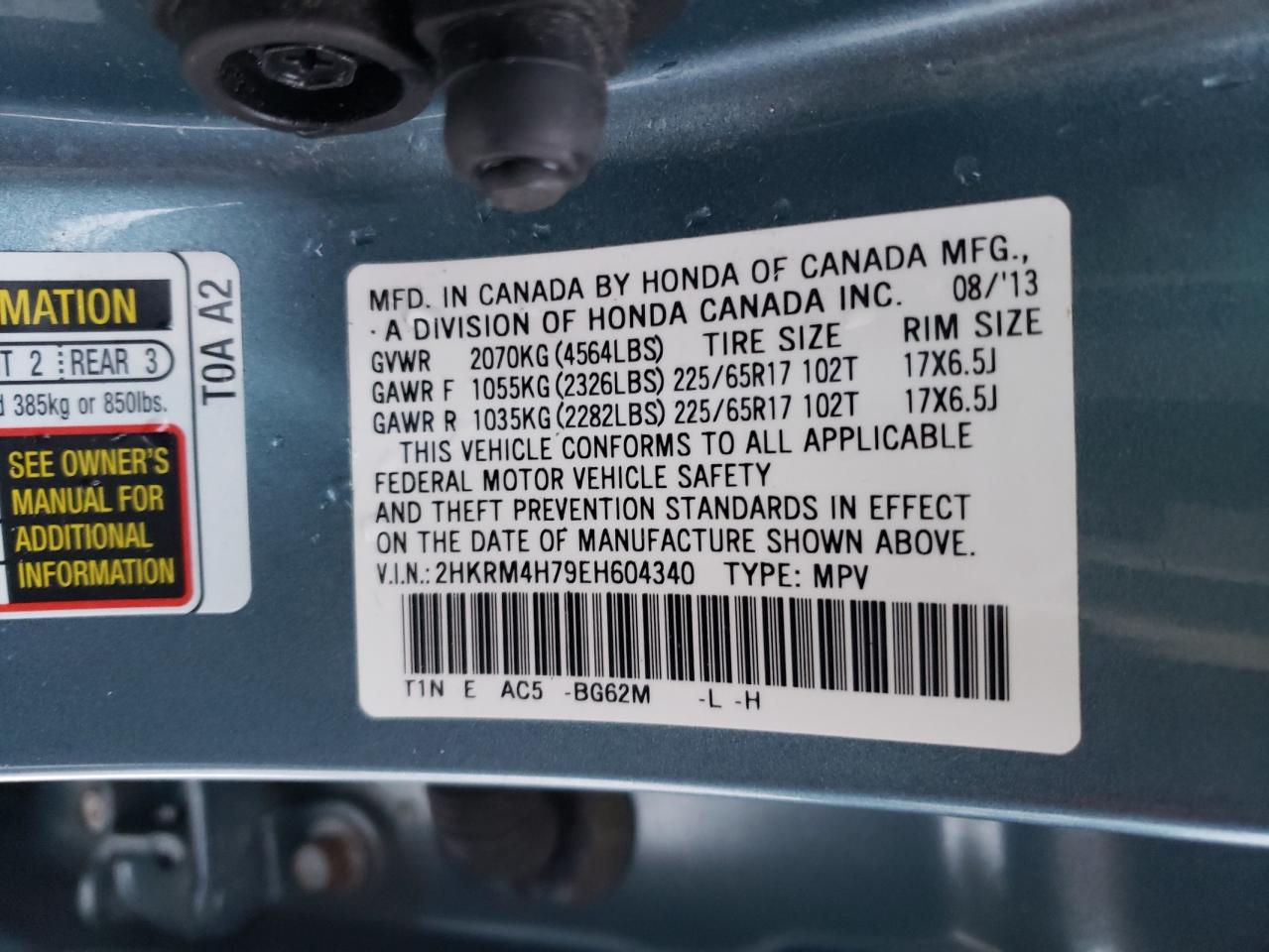 Photo 13 VIN: 2HKRM4H79EH604340 - HONDA CR-V 