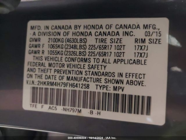 Photo 8 VIN: 2HKRM4H79FH641258 - HONDA CR-V 