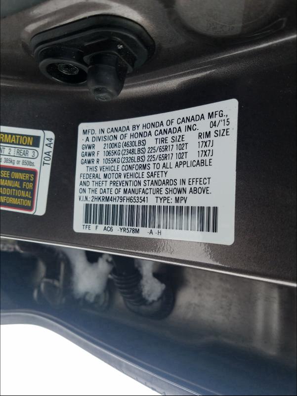 Photo 9 VIN: 2HKRM4H79FH653541 - HONDA CR-V 