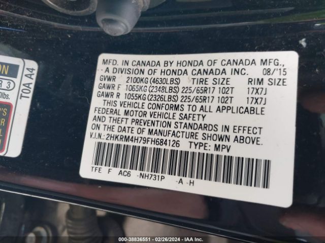 Photo 8 VIN: 2HKRM4H79FH684126 - HONDA CR-V 