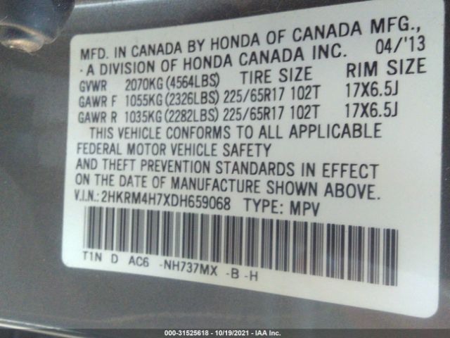 Photo 8 VIN: 2HKRM4H7XDH659068 - HONDA CR-V 