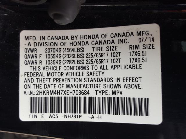 Photo 9 VIN: 2HKRM4H7XEH703684 - HONDA CR-V EXL 