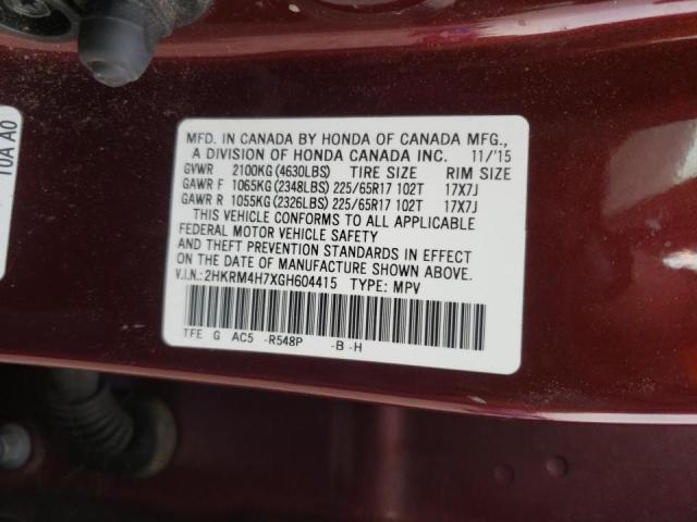 Photo 9 VIN: 2HKRM4H7XGH604415 - HONDA CR-V EXL 