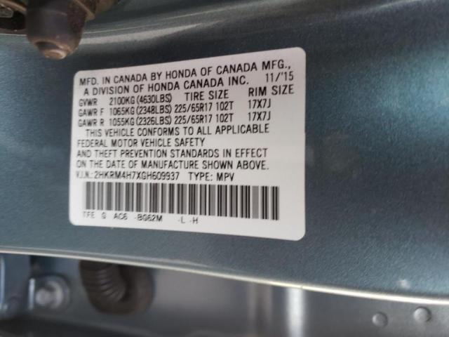 Photo 12 VIN: 2HKRM4H7XGH609937 - HONDA CR-V EXL 