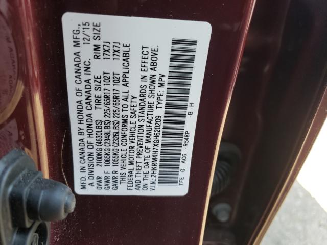 Photo 9 VIN: 2HKRM4H7XGH620209 - HONDA CR-V EXL 