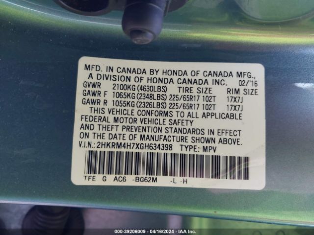 Photo 8 VIN: 2HKRM4H7XGH634398 - HONDA CR-V 