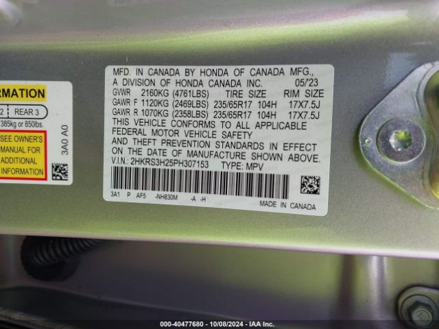 Photo 8 VIN: 2HKRS3H25PH307153 - HONDA CR-V 