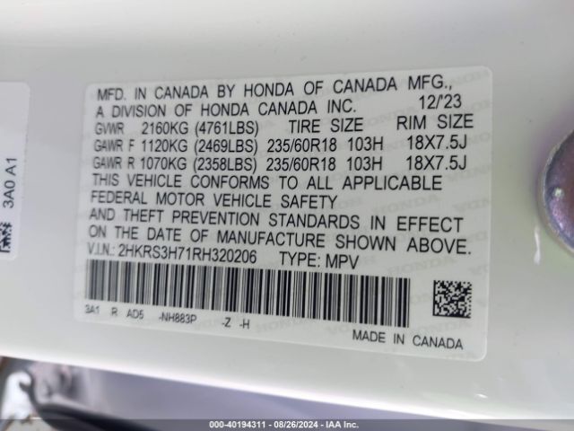 Photo 8 VIN: 2HKRS3H71RH320206 - HONDA CR-V 