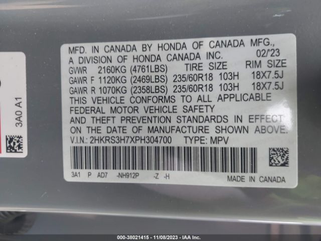 Photo 8 VIN: 2HKRS3H7XPH304700 - HONDA CR-V 