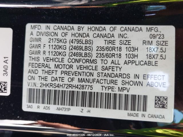 Photo 8 VIN: 2HKRS4H72RH428775 - HONDA CR-V 