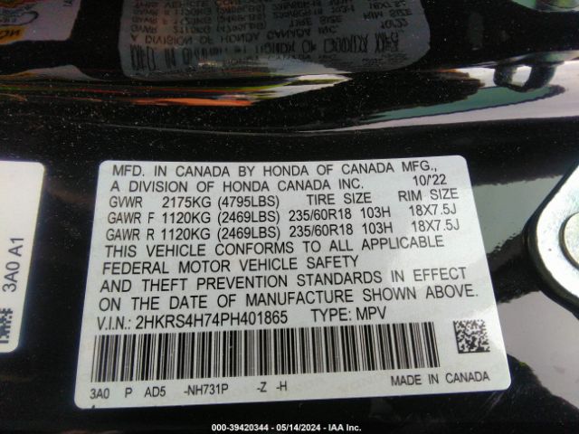 Photo 8 VIN: 2HKRS4H74PH401865 - HONDA CR-V 