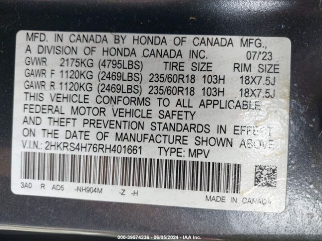 Photo 8 VIN: 2HKRS4H76RH401661 - HONDA CR-V 