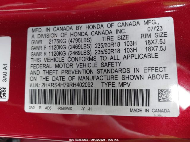 Photo 8 VIN: 2HKRS4H79RH402092 - HONDA CR-V 