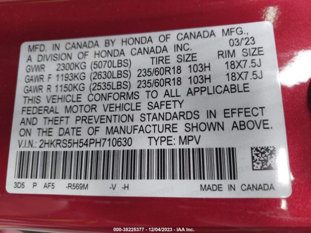 Photo 8 VIN: 2HKRS5H54PH710630 - HONDA CR-V 