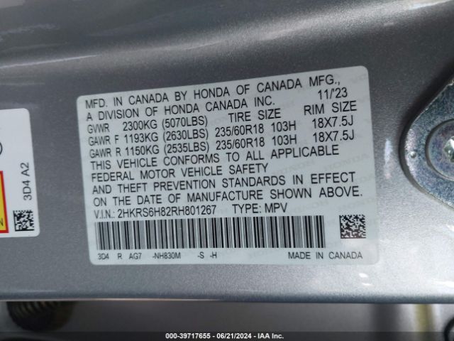 Photo 8 VIN: 2HKRS6H82RH801267 - HONDA CR-V 