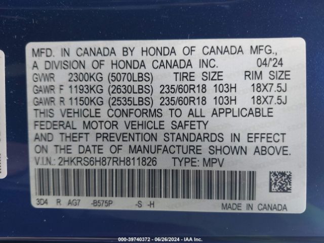 Photo 8 VIN: 2HKRS6H87RH811826 - HONDA CR-V 