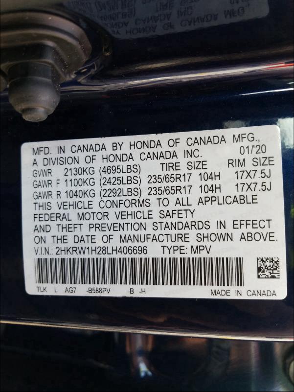 Photo 9 VIN: 2HKRW1H28LH406696 - HONDA CR-V 