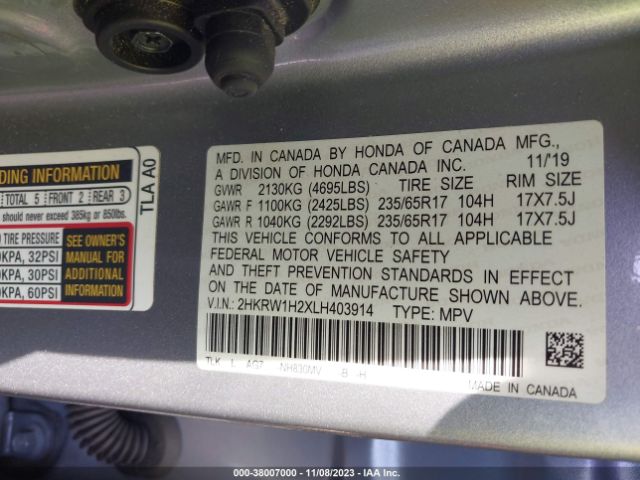 Photo 8 VIN: 2HKRW1H2XLH403914 - HONDA CR-V 