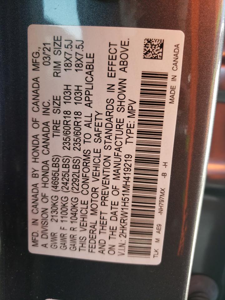 Photo 11 VIN: 2HKRW1H51MH419219 - HONDA CR-V 