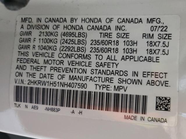 Photo 11 VIN: 2HKRW1H51NH407590 - HONDA CR-V EX 