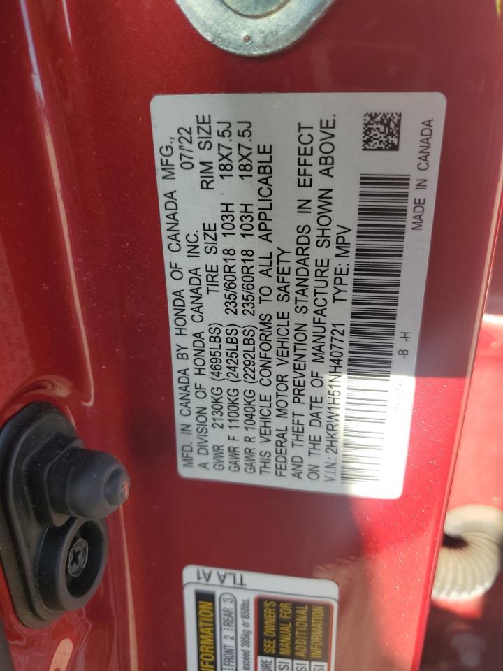 Photo 11 VIN: 2HKRW1H51NH407721 - HONDA CRV 