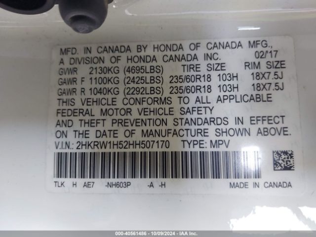 Photo 8 VIN: 2HKRW1H52HH507170 - HONDA CR-V 