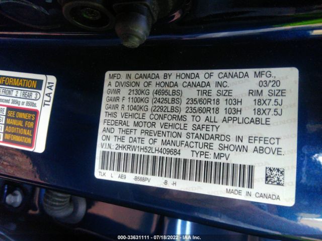 Photo 8 VIN: 2HKRW1H52LH409684 - HONDA CR-V 