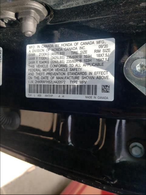 Photo 9 VIN: 2HKRW1H52LH420572 - HONDA CR-V EX 