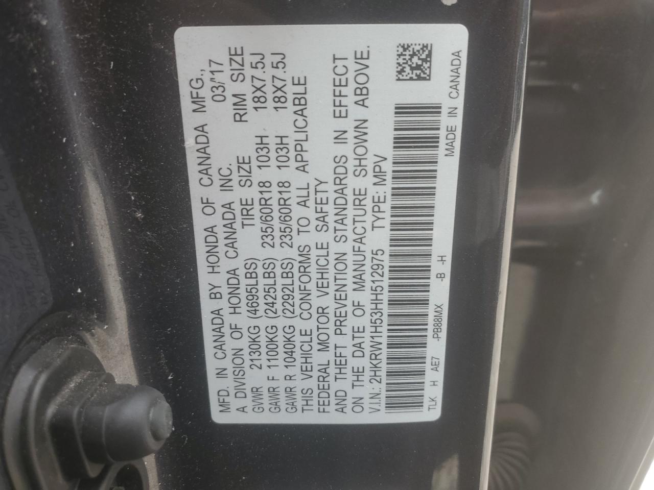 Photo 13 VIN: 2HKRW1H53HH512975 - HONDA CR-V 