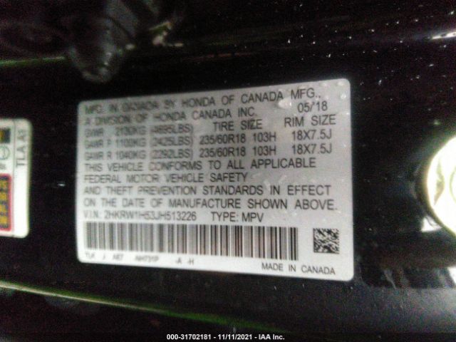 Photo 8 VIN: 2HKRW1H53JH513226 - HONDA CR-V 