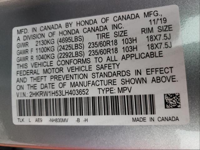 Photo 9 VIN: 2HKRW1H53LH403652 - HONDA CR-V EX 