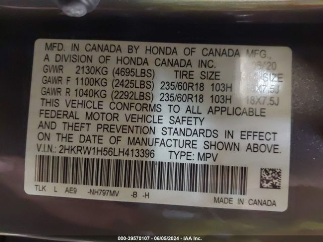 Photo 8 VIN: 2HKRW1H56LH413396 - HONDA CR-V 