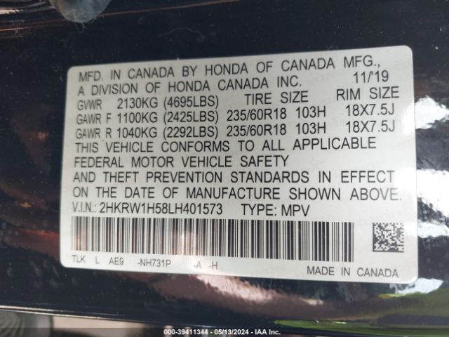 Photo 8 VIN: 2HKRW1H58LH401573 - HONDA CR-V 