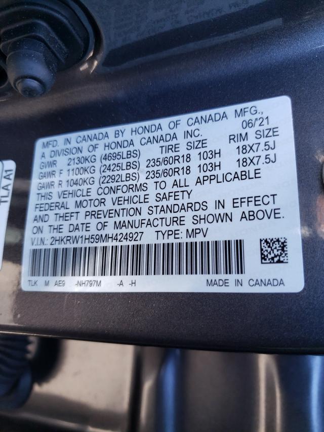 Photo 9 VIN: 2HKRW1H59MH424927 - HONDA CR-V EX 