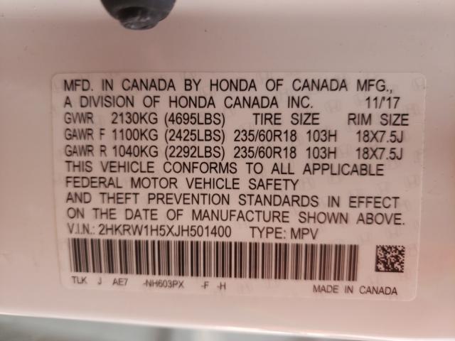 Photo 9 VIN: 2HKRW1H5XJH501400 - HONDA CR-V EX 