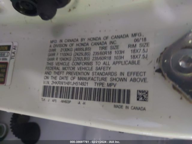 Photo 8 VIN: 2HKRW1H81JH514921 - HONDA CR-V 