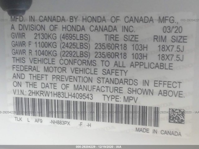 Photo 8 VIN: 2HKRW1H83LH409543 - HONDA CR-V 